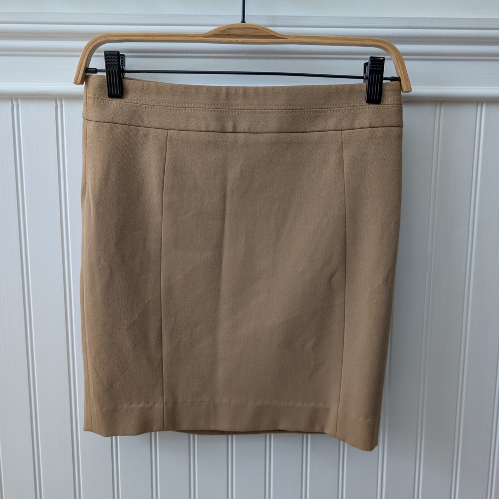 Express tan short mini skirt with a hidden back zip